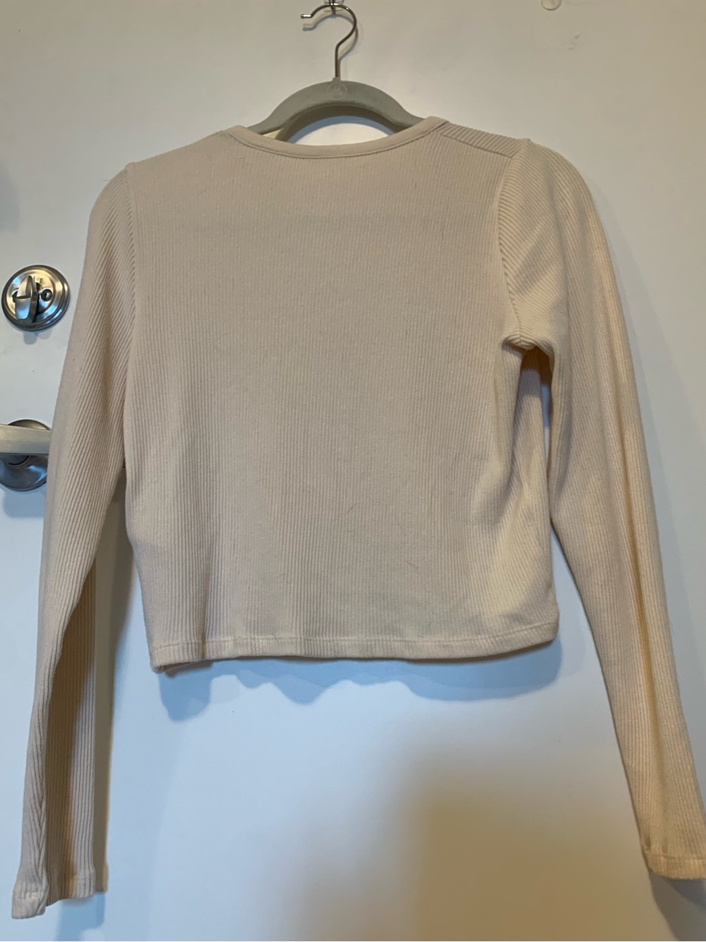 American Eagle Off-white Cropped Button-up Cardigan - Picture 2 of 7
